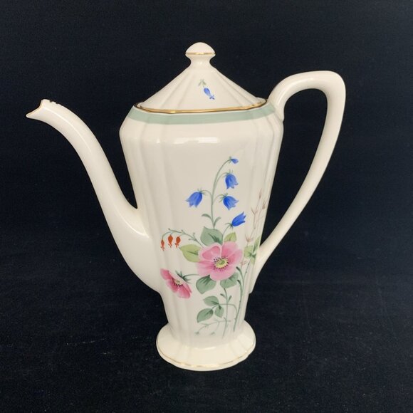 Frederik Lunning E Challinor Porcelain Coffee Pot w/ Lid 7.5" Floral Design Vtg - Picture 1 of 12